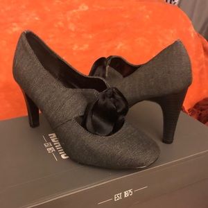 Cute black bow tie heels